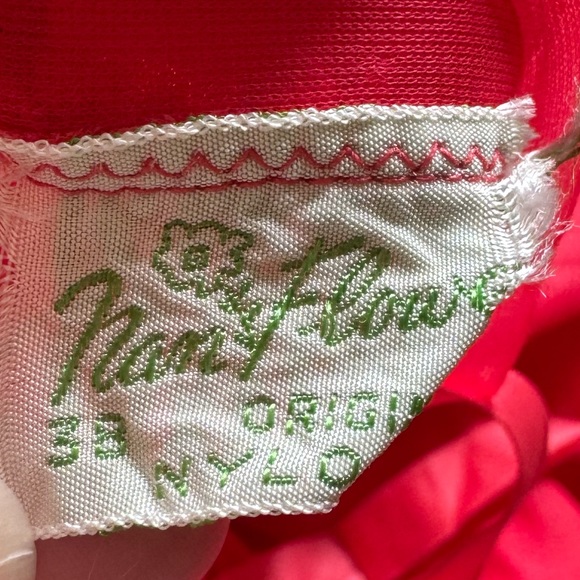 Vintage 50s 60s Nan Flower Red Nylon Slip Nightgown Boudoir Rockabilly Grunge 38 - Picture 13 of 13